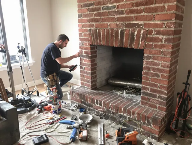 Brook Park Chimney Sweep specialist finalizing chimney liner service in Brook Park, OH