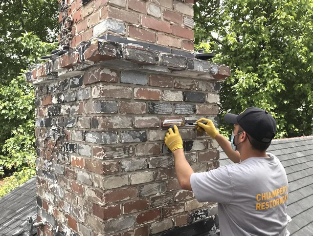 In-progress chimney restoration by Brook Park Chimney Sweep in Brook Park, OH