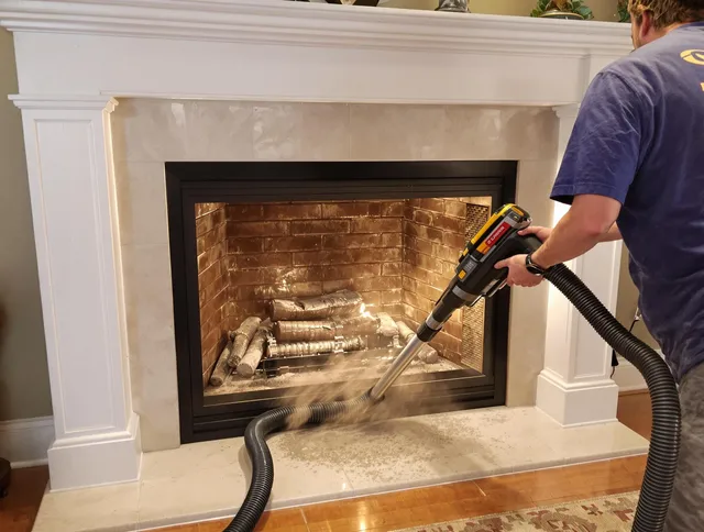 Fireplace cleaning performed by Brook Park Chimney Sweep in Brook Park, OH